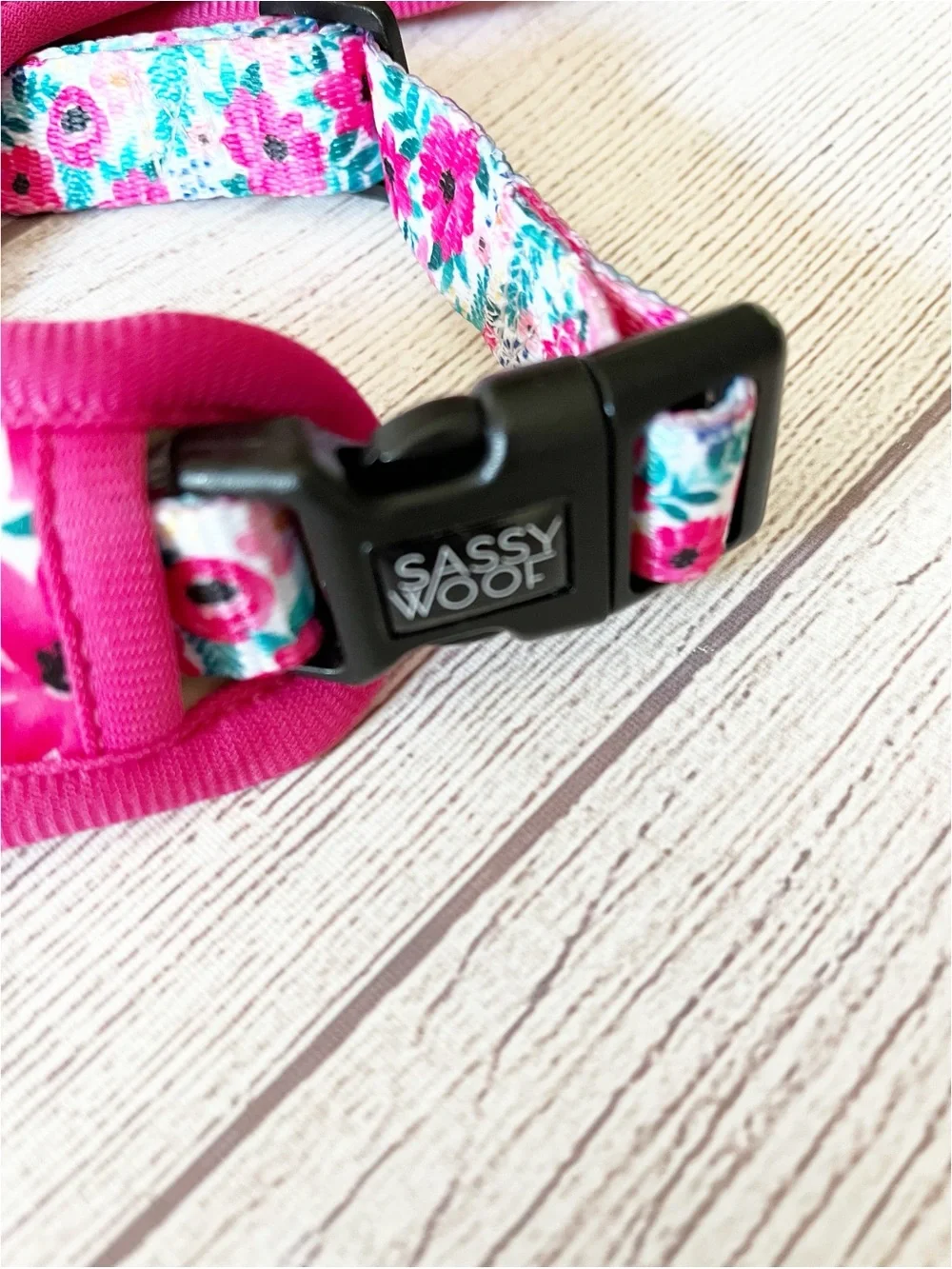 Sassy Wolf pink floral reversible harness L